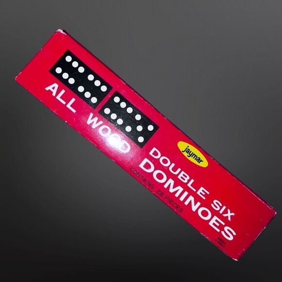 Vintage 1970s Jaymar Double Six All Wood Dominoes 28 Pc Set - Picture 2 of 5